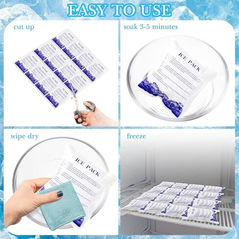 250 قطعة من عبوات الثلج الجاف لشحن الأطعمة المجمدة، عبوات ثلج قابلة لإعادة الاستخدام للشحن والمبردات، حزمة ثلج باردة لصندوق الغداء البريدي، حقيبة غداء تخزين طازجة طويلة الأمد in Kuwait