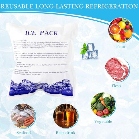 250 قطعة من عبوات الثلج الجاف لشحن الأطعمة المجمدة، عبوات ثلج قابلة لإعادة الاستخدام للشحن والمبردات، حزمة ثلج باردة لصندوق الغداء البريدي، حقيبة غداء تخزين طازجة طويلة الأمد in Kuwait