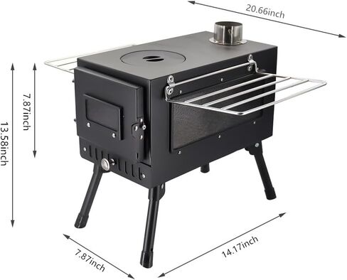 Outdoor Firewood Stove Camping Wood Stove Portable Tent Keep Warm Stove With Chimney Pipe Camping Accessories Backpacking BBQ Hiking Picnic Outdoor Cooking Tools in Saudi Arabia