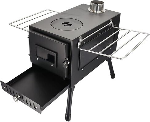 Outdoor Firewood Stove Camping Wood Stove Portable Tent Keep Warm Stove With Chimney Pipe Camping Accessories Backpacking BBQ Hiking Picnic Outdoor Cooking Tools in Saudi Arabia