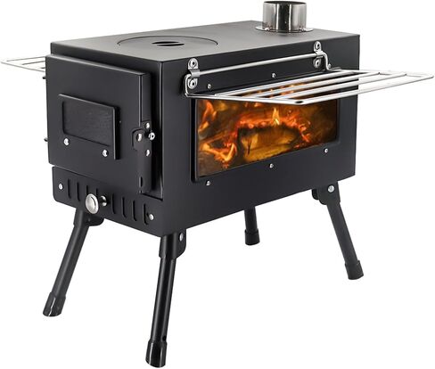 Outdoor Firewood Stove Camping Wood Stove Portable Tent Keep Warm Stove With Chimney Pipe Camping Accessories Backpacking BBQ Hiking Picnic Outdoor Cooking Tools in Saudi Arabia