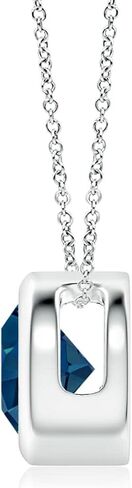 ANGARA Natural London Blue Topaz Solitaire Pendant Necklace for Women, Girls in Sterling Silver Chain (Grade-AA|Size-5mm) | December Birthstone | Jewelry Gift for Her | Wedding | Anniversary in Kuwait