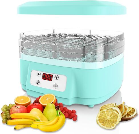 Food Dehydrator Machine,3 BPA-Free Trays,200W,24H Timer Fruits Dehydrator and 176°F Adjustable Temperature Control,Jerky, Herbs, Fruit, Veggies, Vegetable,Dried Snacks in Saudi Arabia
