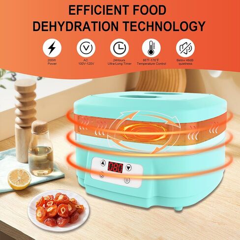 Food Dehydrator Machine,3 BPA-Free Trays,200W,24H Timer Fruits Dehydrator and 176°F Adjustable Temperature Control,Jerky, Herbs, Fruit, Veggies, Vegetable,Dried Snacks in Saudi Arabia