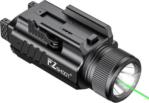 مجموعة ضوء الليزر EZshoot 2000 لومن للمسدس، مصباح يدوي تكتيكي LED عالي التجويف مع سكة ​​منزلق قابلة للتعديل سريعة التركيب، ضوء ليزر أخضر مغناطيسي قابل لإعادة الشحن لسكك Picatinny in Kuwait