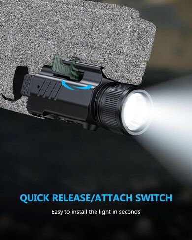 مجموعة ضوء الليزر EZshoot 2000 لومن للمسدس، مصباح يدوي تكتيكي LED عالي التجويف مع سكة ​​منزلق قابلة للتعديل سريعة التركيب، ضوء ليزر أخضر مغناطيسي قابل لإعادة الشحن لسكك Picatinny in Kuwait