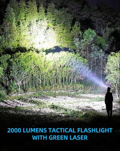 مجموعة ضوء الليزر EZshoot 2000 لومن للمسدس، مصباح يدوي تكتيكي LED عالي التجويف مع سكة ​​منزلق قابلة للتعديل سريعة التركيب، ضوء ليزر أخضر مغناطيسي قابل لإعادة الشحن لسكك Picatinny in Kuwait