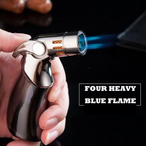 Torch Lighter 4 Jet Flame Butane Lighter Refillable Windproof Gas Lighters, Gift Box Included (Without Gas) in Saudi Arabia