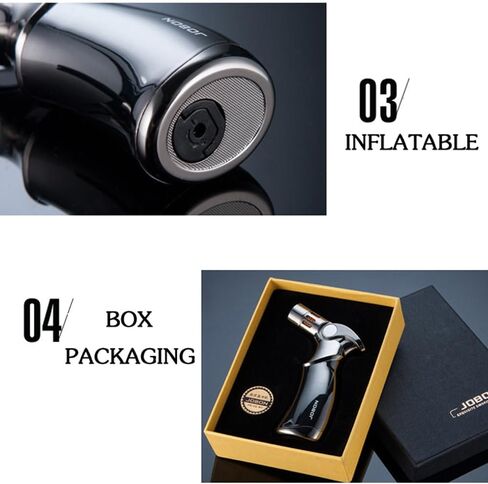 Torch Lighter 4 Jet Flame Butane Lighter Refillable Windproof Gas Lighters, Gift Box Included (Without Gas) in Saudi Arabia