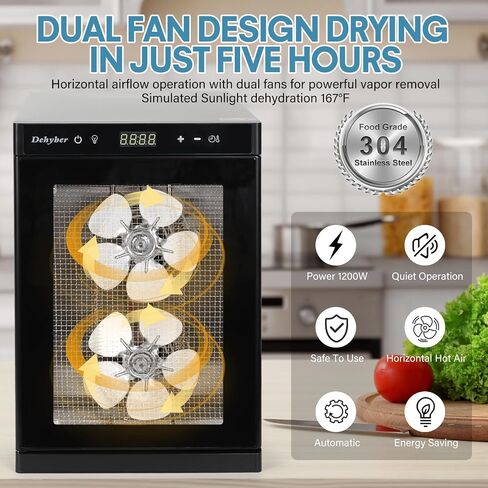 Dehyber 14 Stainless Steel Layers Commercial Large and dehydrator machine, dehydrator for Jerky,fruits and herbs, LCD Display with 48H Adjustable Timer and 95℉~167℉ Temperature Control in Saudi Arabia