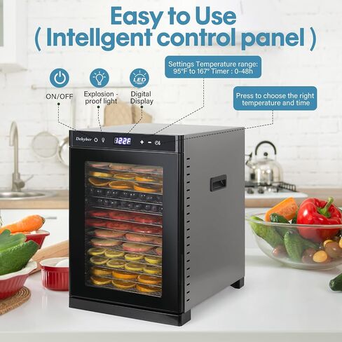 Dehyber 14 Stainless Steel Layers Commercial Large and dehydrator machine, dehydrator for Jerky,fruits and herbs, LCD Display with 48H Adjustable Timer and 95℉~167℉ Temperature Control in Saudi Arabia