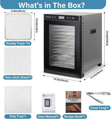 Dehyber 14 Stainless Steel Layers Commercial Large and dehydrator machine, dehydrator for Jerky,fruits and herbs, LCD Display with 48H Adjustable Timer and 95℉~167℉ Temperature Control in Saudi Arabia