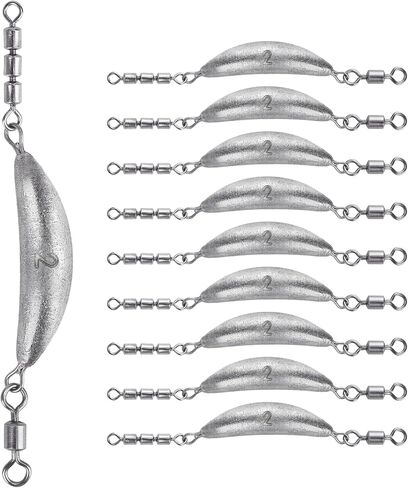 THKFISH Fishing Spin Sinker，Crescent Sinker with 3 Roller Swivels Fishing Sinker Drop Shot Weights Fishing Weights Kit Inline Trolling Sinkers,Torpedo Sinkers Saltwater Freshwater,1/2-6OZ in Kuwait