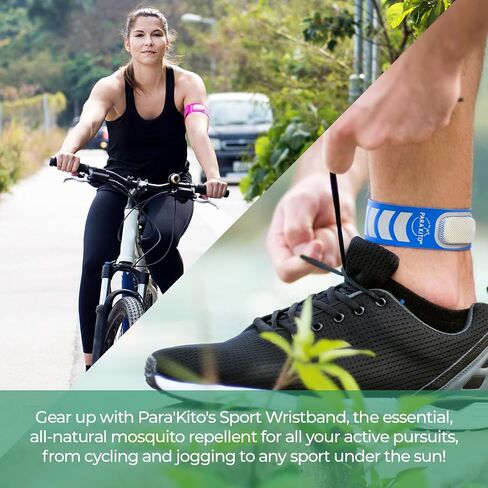 PARA'KITO Mosquito Insect & Bug Repellent Wristband - Waterproof, Outdoor Pest Repeller Bracelet w/Natural Essential Oils - Sport Edition (Black) in Saudi Arabia