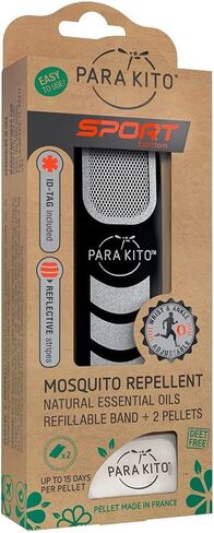 PARA'KITO Mosquito Insect & Bug Repellent Wristband - Waterproof, Outdoor Pest Repeller Bracelet w/Natural Essential Oils - Sport Edition (Black) in Saudi Arabia