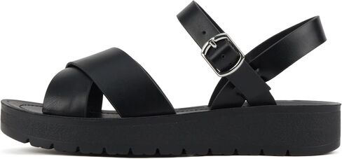 Soda CHESTER ~ Women Flat Sandals Flatform Ankle Buckle Criss Cross Band Straps Sandals Shoes (Gold Raffia, 5.5) in Kuwait