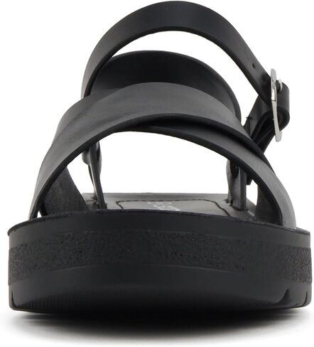 Soda CHESTER ~ Women Flat Sandals Flatform Ankle Buckle Criss Cross Band Straps Sandals Shoes (Gold Raffia, 5.5) in Kuwait