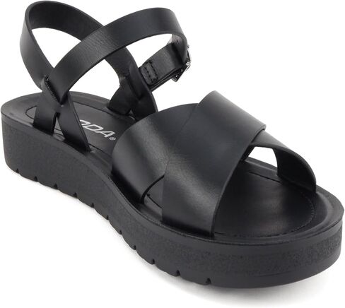 Soda CHESTER ~ Women Flat Sandals Flatform Ankle Buckle Criss Cross Band Straps Sandals Shoes (Gold Raffia, 5.5) in Kuwait