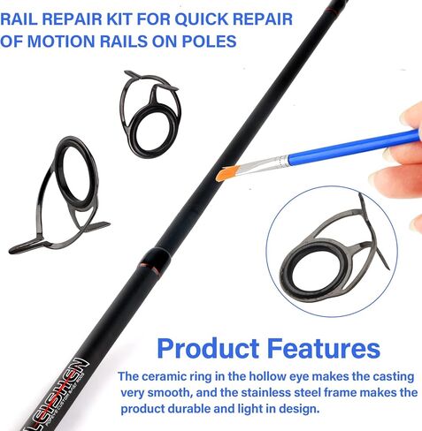 طقم إصلاح قضيب الصيد 16 قطعة 8 أحجام لقضيب الصب الدوار مجموعة العيينة 2 قطعة فرشاة 2 قطعة التفاف الموضوع السيراميك أدلة حلقات استبدال أجزاء إصلاح لقضبان البحر الطعم in Kuwait