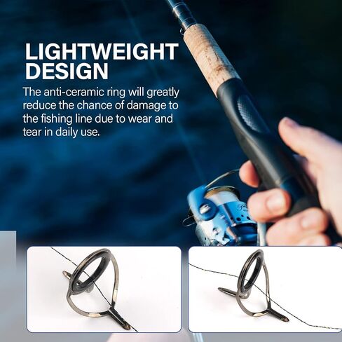 طقم إصلاح قضيب الصيد 16 قطعة 8 أحجام لقضيب الصب الدوار مجموعة العيينة 2 قطعة فرشاة 2 قطعة التفاف الموضوع السيراميك أدلة حلقات استبدال أجزاء إصلاح لقضبان البحر الطعم in Kuwait