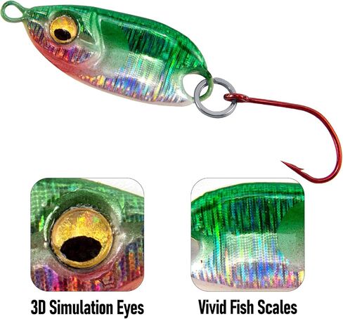 Dr.Fish 6 Pack Fishing Spoon Lure Kit 3/16oz Micro Spoon Trout Spoon Single Hooks Hard Baits Mini Spoon Crappie Panfish Perch Lures Spinner Bait Glow Fishing Lures in Saudi Arabia
