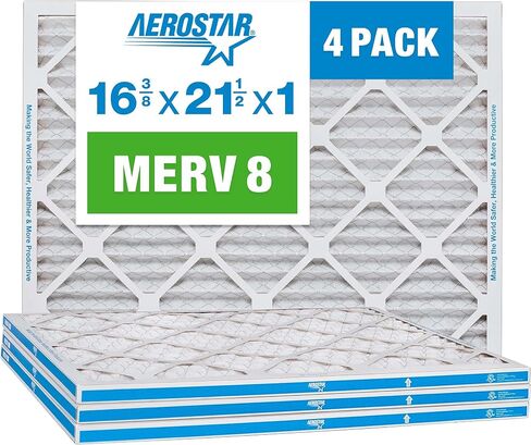 فلتر هواء Aerostar 14x24x1 MERV 8 مطوي، فلتر هواء فرن التيار المتردد، 4 عبوات (الحجم الفعلي: 13 3/4 بوصة × 23 3/4 بوصة × 3/4 بوصة)، أبيض in Kuwait