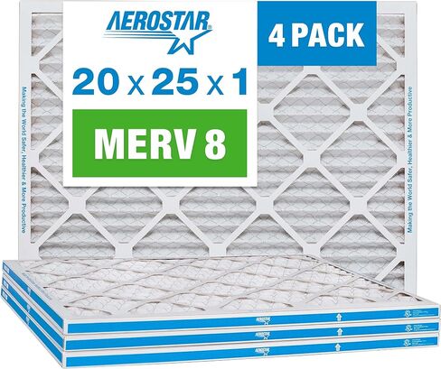 فلتر هواء Aerostar 14x24x1 MERV 8 مطوي، فلتر هواء فرن التيار المتردد، 4 عبوات (الحجم الفعلي: 13 3/4 بوصة × 23 3/4 بوصة × 3/4 بوصة)، أبيض in Kuwait