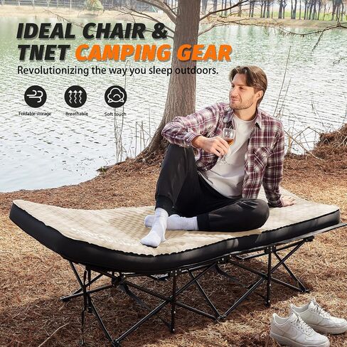 CYMULA Self Inflating Sleeping Pad, Foam Camping Mattress with Air Pump Sack, 4" Ultra-Thick Sleeping Mats for Adults Inflatable Camping Pad, Single Cot Bed,Travel,Car,Tent,Home (75"x25"x4 Beige) in Saudi Arabia