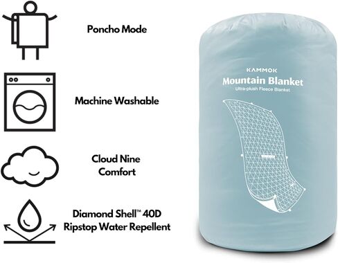 KAMMOK Mountain Blanket - Ultra-Plush Fleece, Water Resistant, Portable, Durable, Indoor/Outdoor Camp Blanket (84 in × 50 in) - Pine Green in Saudi Arabia