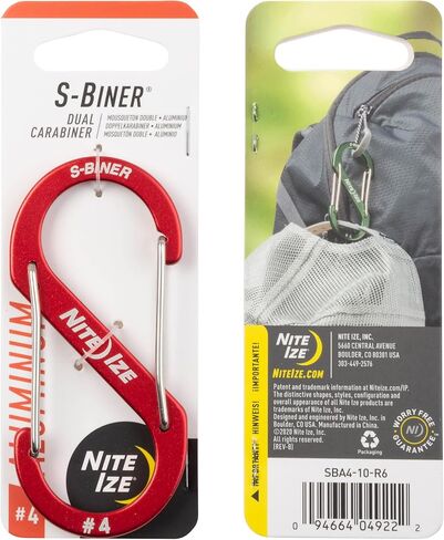 Nite Ize S-Biner Aluminum Dual Carabiner - Size 4 - Red - 4 Count (4 Pack) in Saudi Arabia
