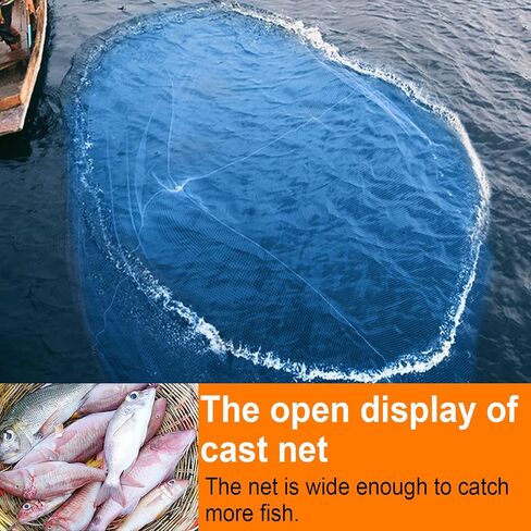 Casting Net Handmade American Saltwater Fishing Cast Net with Stainless Steel Round Weights 4Ft/6Ft/8Ft Radius, 1/2 in Mesh Size in Saudi Arabia