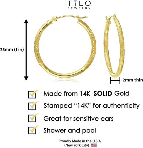 TILO JEWELRY 14k Gold Diamond-Cut Round Hoop Earrings (1'' Diameter) in Saudi Arabia