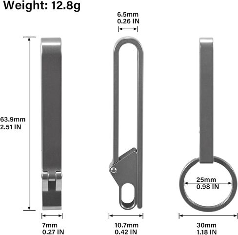 Titanium Quick Release Keychain Clip With Detachable Titanium Key Ring, Titanium Belt Key Holder and Carabiner Keychain and Car Keyring， Gifts for Men & Women(Normal) in Kuwait