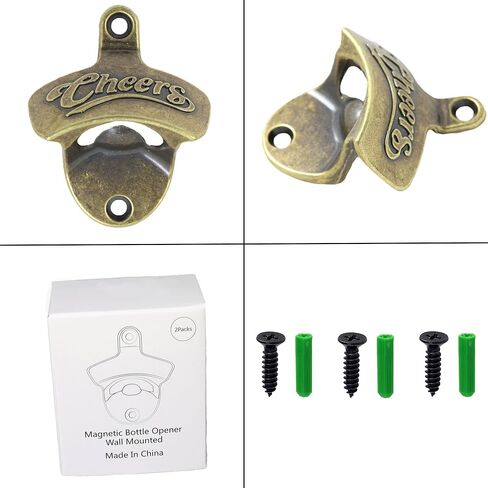 HAIICEN Cheers Magnetic Beer Bottle Opener Wall Mounted Bottle Cap Opener with Magnet Embedded for Bartender Kitchen Party Gifts (Pack of 2) in Kuwait