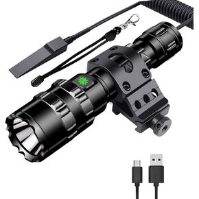 BESTSUN Tactical Flashlights Rechargeable 3000 High Lumen Super Bright LED Flashlight 5 Modes Weapon Light with Picatinny Offset Mount and Pressure Switch, USB Cable Included