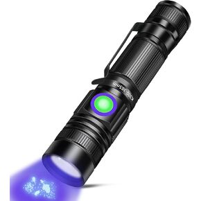 UV Flashlight Black Light USB Rechargeable 365nm Blacklight Mini, Woods lamp Portable Handheld Powerful LED Ultraviolet Lights Flashlights, Focus Adjustable for Resin Curing, Pet Urine Detection