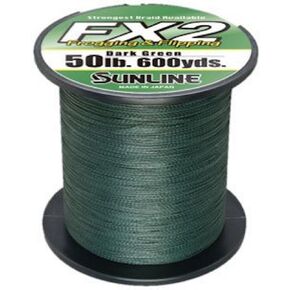 Sunline 63039864 FX2 Braid 50 Lb. FX2 Braid, Dark Green, 600 yd