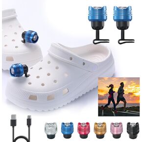 RAHAN 2Pcs Croc Lights for Shoes Rechargeable, Headlights for Croc, Waterproof Flashlight Attachment for Croc, 3 Light Modes Camping Accessories for Kids Adults, Dog Walking, Running