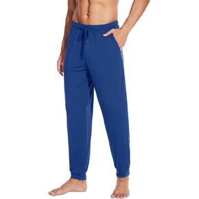 WiWi Men's Bamboo Viscose Pajama Jogger Pants Open Fly Lounge Bottoms Sleep Long Pj Joggers Sweatpant S-XXL