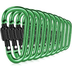 10 Pack Carabiner Clip, 2.28 inch Aluminum D-Ring Shape Locking Carabiners, Snap Hook Sport Accessories for Outdoor Camping Hiking