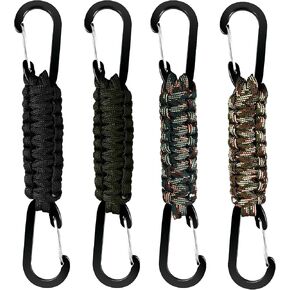 Paracord Keychain Clips with Carabiner - 4 Pcs Heavy Duty Braided Lanyard Key Chain Backpack Water Bottle Carabiner Clip Keychains for Men Camping Hiking in Kuwait