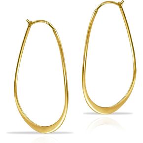 Hoops & Loops 925 Sterling Silver Oval Flat Thin Large 44mm (1.73 in) High Polished Lightweight Click-Top Hoop Earrings for Women and Teen Girls in Kuwait