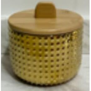 Lunavita Salt Cellar Keeper with Bamboo Lid, 14oz Big Capacity Ceramic Sugar Bowls Pepper Box, Crackle Glaze Seasoning Container Condiment Pot for Kitchen, (Cream Color), 3.9×4