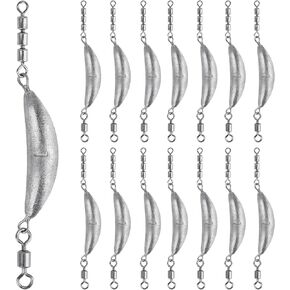 THKFISH Fishing Spin Sinker，Crescent Sinker with 3 Roller Swivels Fishing Sinker Drop Shot Weights Fishing Weights Kit Inline Trolling Sinkers,Torpedo Sinkers Saltwater Freshwater,1/2-6OZ