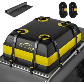 Rooftop Car Cargo Carrier Bag 15 Cubic Feet, Waterproof Car Rooftop Bag with Anti-Slip Mat and 6 Door Hooks, Suitable for All Vehicle with/without Rack