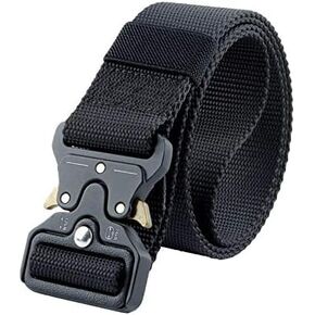 Tactical Belts Military Style Nylon Waistband Belt with Quick-Release Metal Buckle Rigger Belt Web Belt Nylon Belt Work Tool Belt, Black