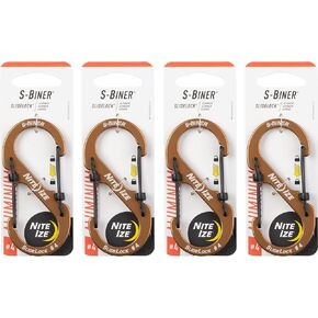 Nite Ize S-Biner SlideLock Aluminum - Size 4 - Coyote - 4 Count (4 Pack)