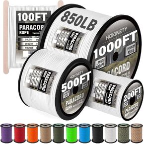 Paracord Rope 850 lb - 200ft 4MM Strong Heavy-Duty Parachute Spool para Cord Lanyard for Crafting, Tent, Camping, Clothes line, Hiking, Fishing, Survival Bracelet - White
