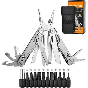 27-in-1 Multitool，Multi tool pliers with 11 Bits, Pliers, Scissors, Saw, Durable Stainless Steel Survival Tool for Outdoor, Camping, DIY, Repairs - Great Gift for Men, Dad, Husband