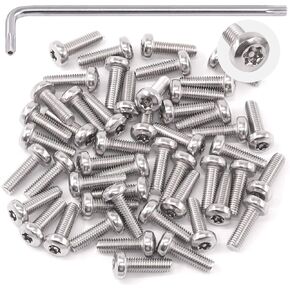 Hilitchi 110Pcs 8Sizes M5 Button Head Torx Security Screws Stainless Steel Tamper Proof Screws w T25 Bit, M5x8/10/12/16/20/25/30/40